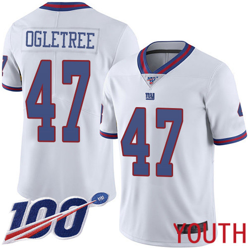 Youth New York Giants #47 Alec Ogletree Limited White Rush Vapor Untouchable 100th Season Football NFL Jersey->youth nfl jersey->Youth Jersey
